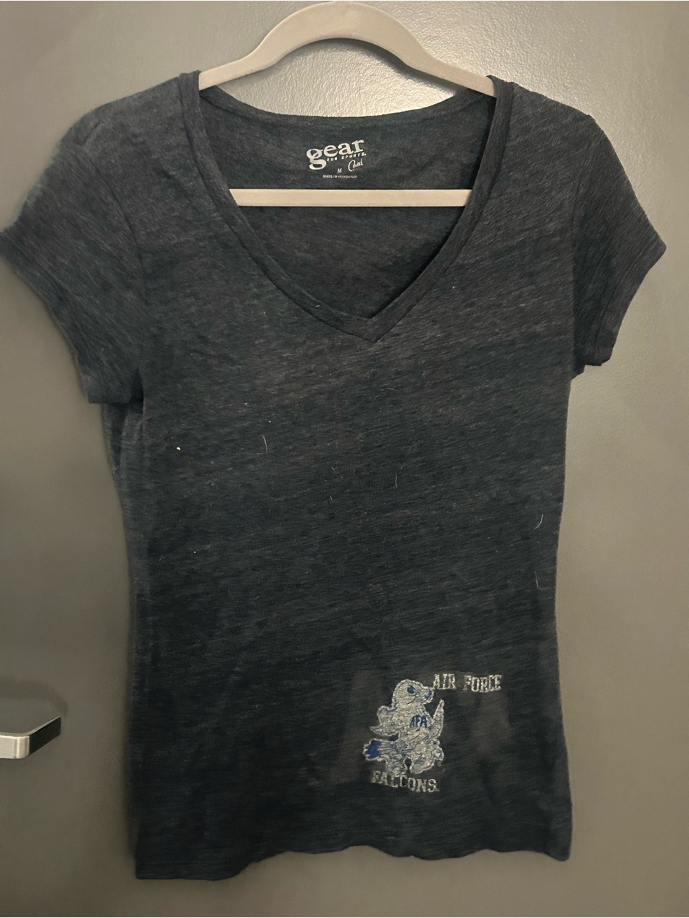 Gear For Sports Women's V-Neck Tee in Charcoal with Air Force Falcons Accent